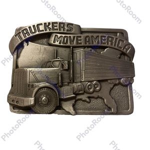 Vintage 1983 Pewter “Truckers Move America” Siskiyou Buckle Co. Inc. Belt Buckle